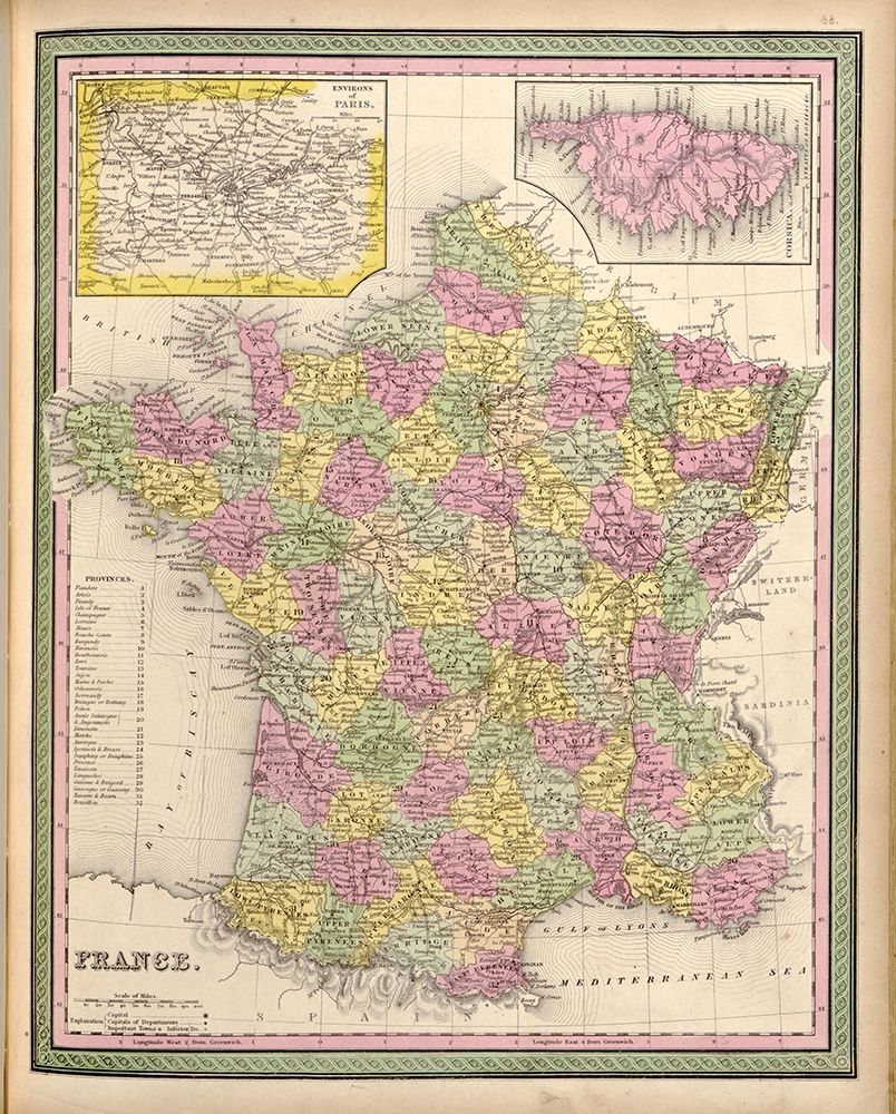 France 1849 art print by Vintage Maps for $57.95 CAD