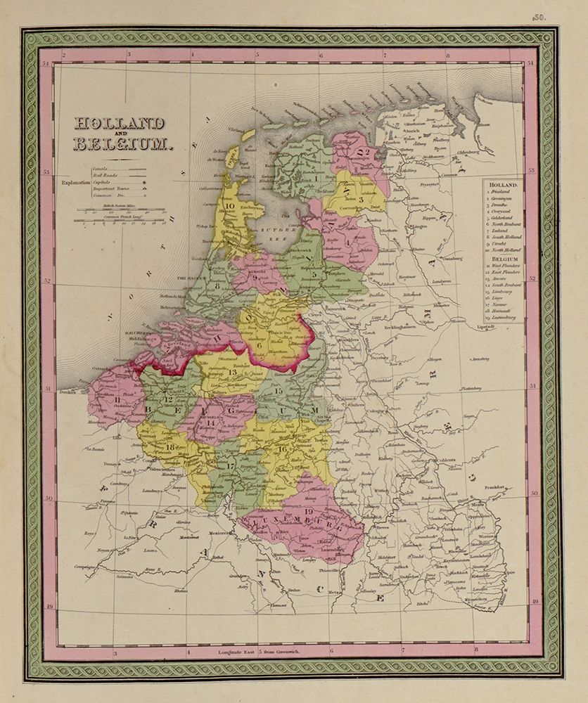 Holland and Belgium 1849 art print by Vintage Maps for $57.95 CAD