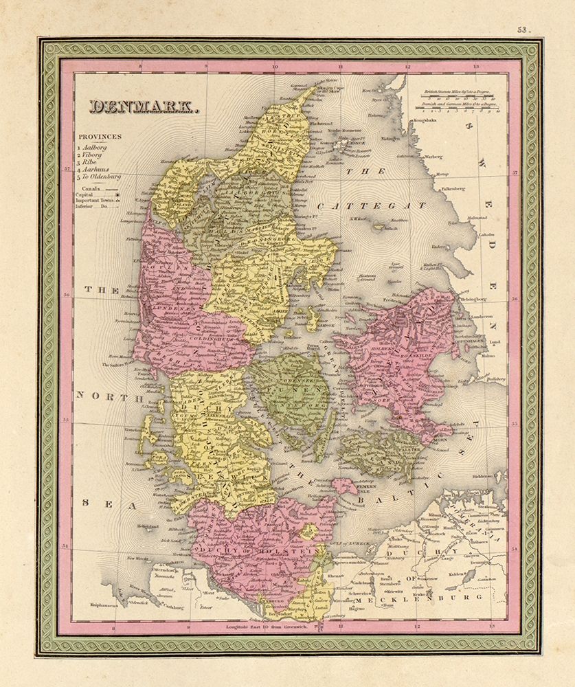 Denmark 1849 art print by Vintage Maps for $57.95 CAD