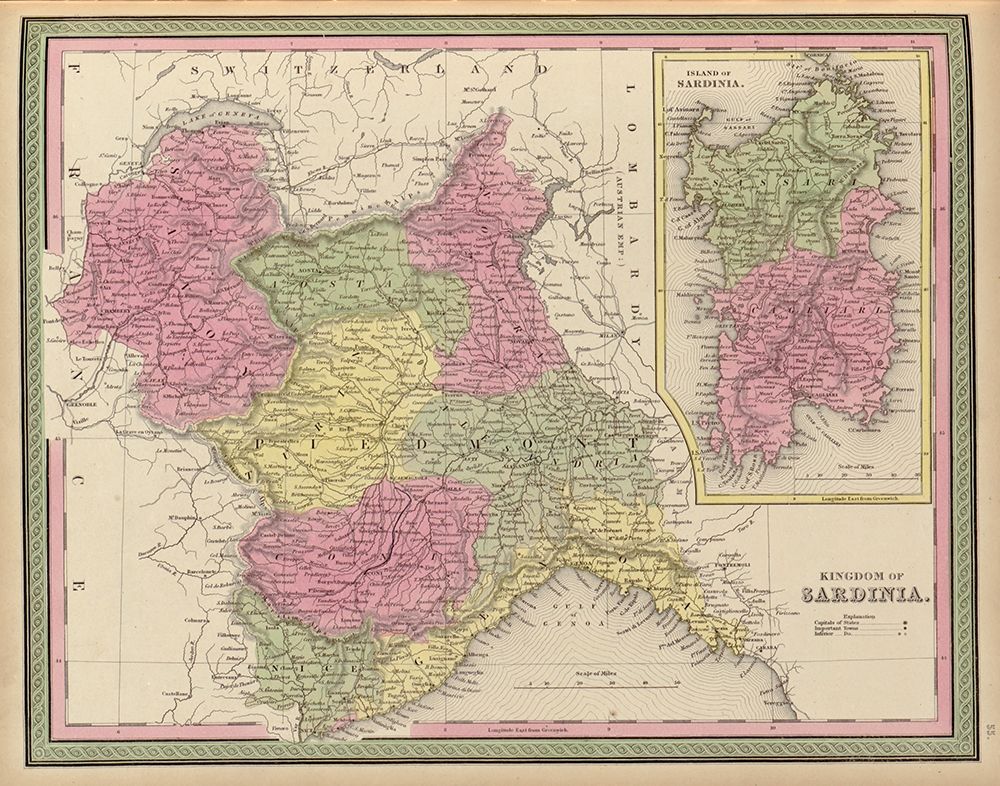 Sardinia 1849 art print by Vintage Maps for $57.95 CAD