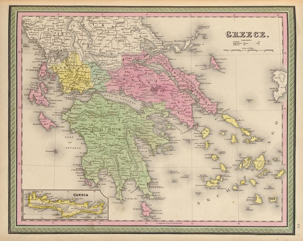 Greece 1849 art print by Vintage Maps for $57.95 CAD