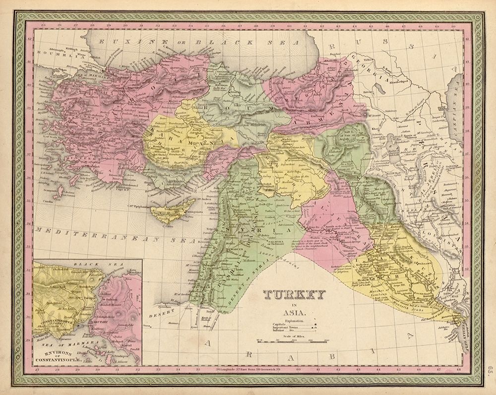 Turkey in Asia 1849 art print by Vintage Maps for $57.95 CAD