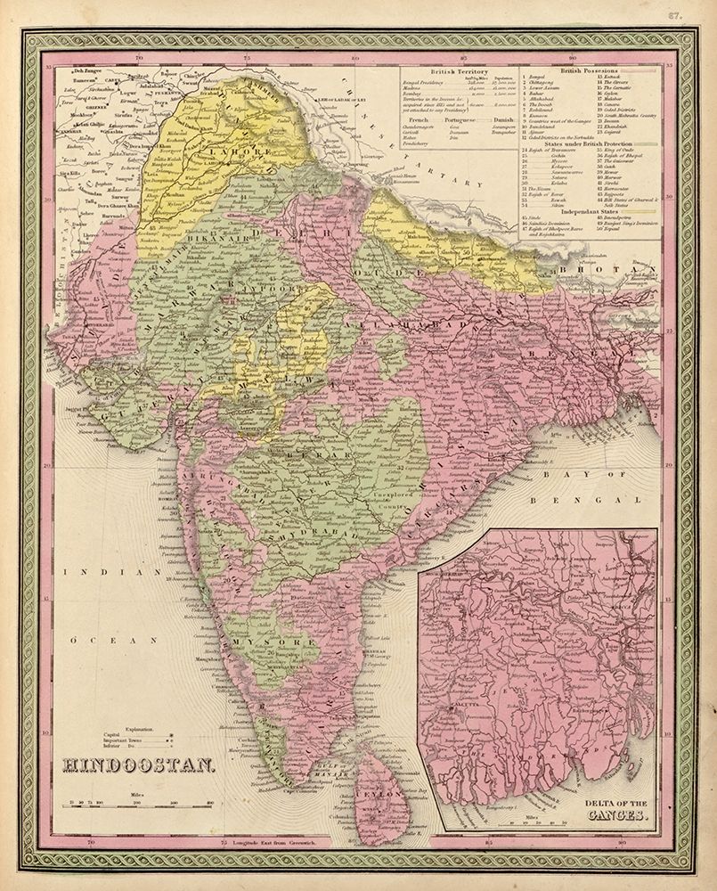 Hindustan 1849 art print by Vintage Maps for $57.95 CAD
