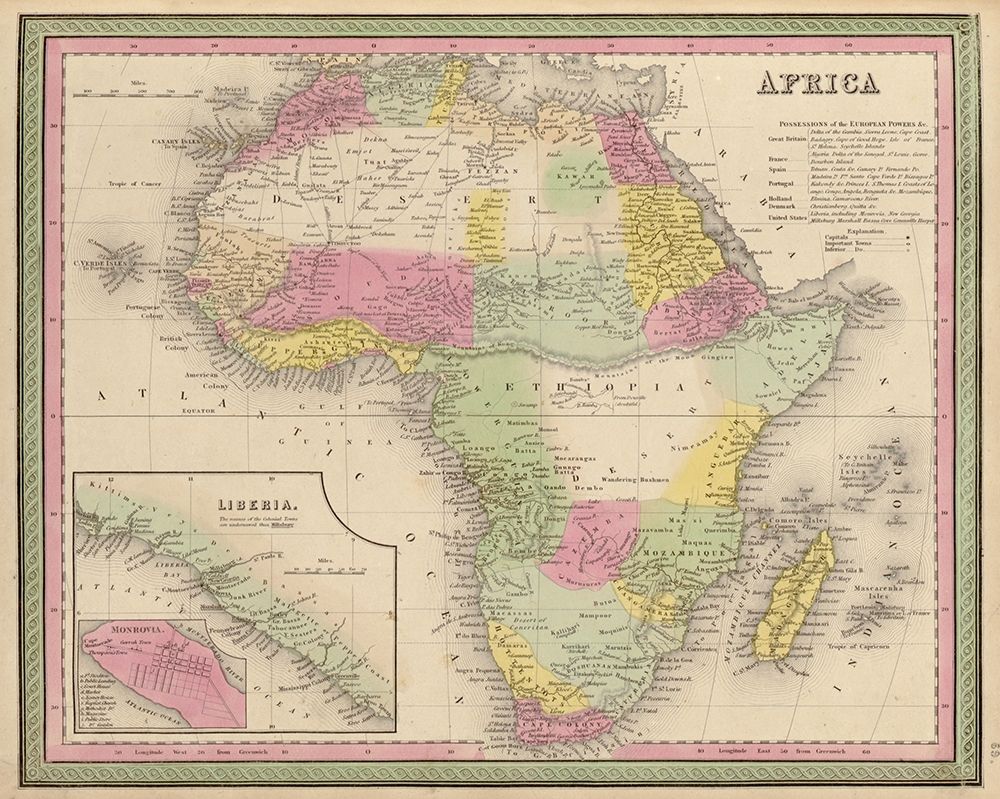 Africa 1849 art print by Vintage Maps for $57.95 CAD