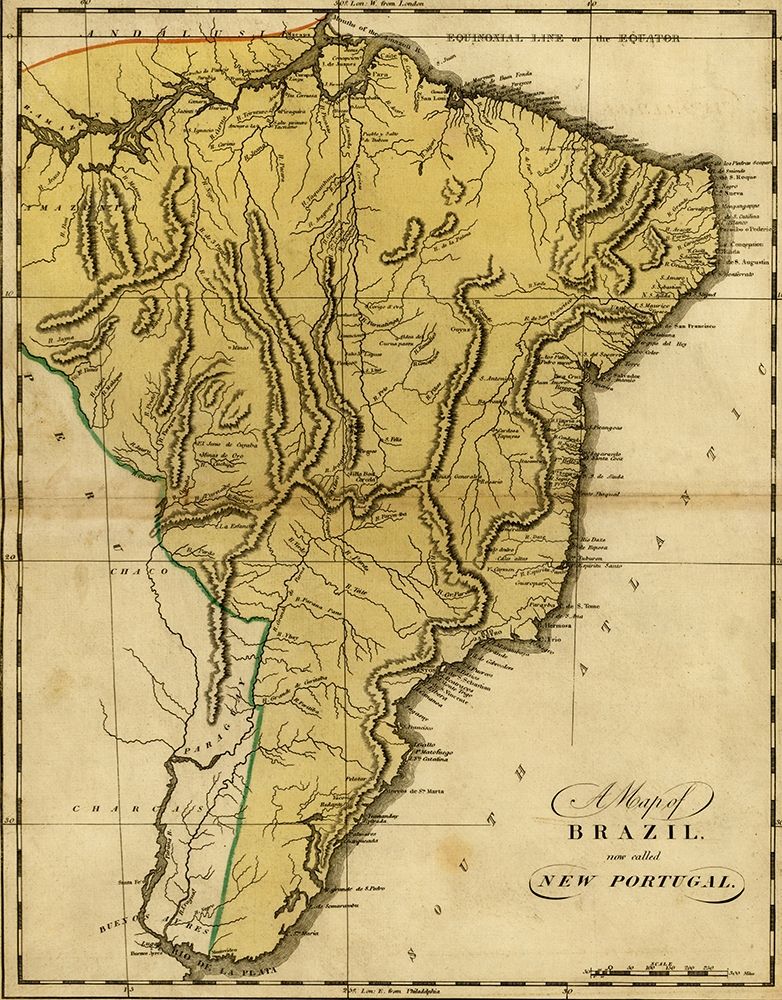 Brazil New Portugal 1814 art print by Vintage Maps for $57.95 CAD
