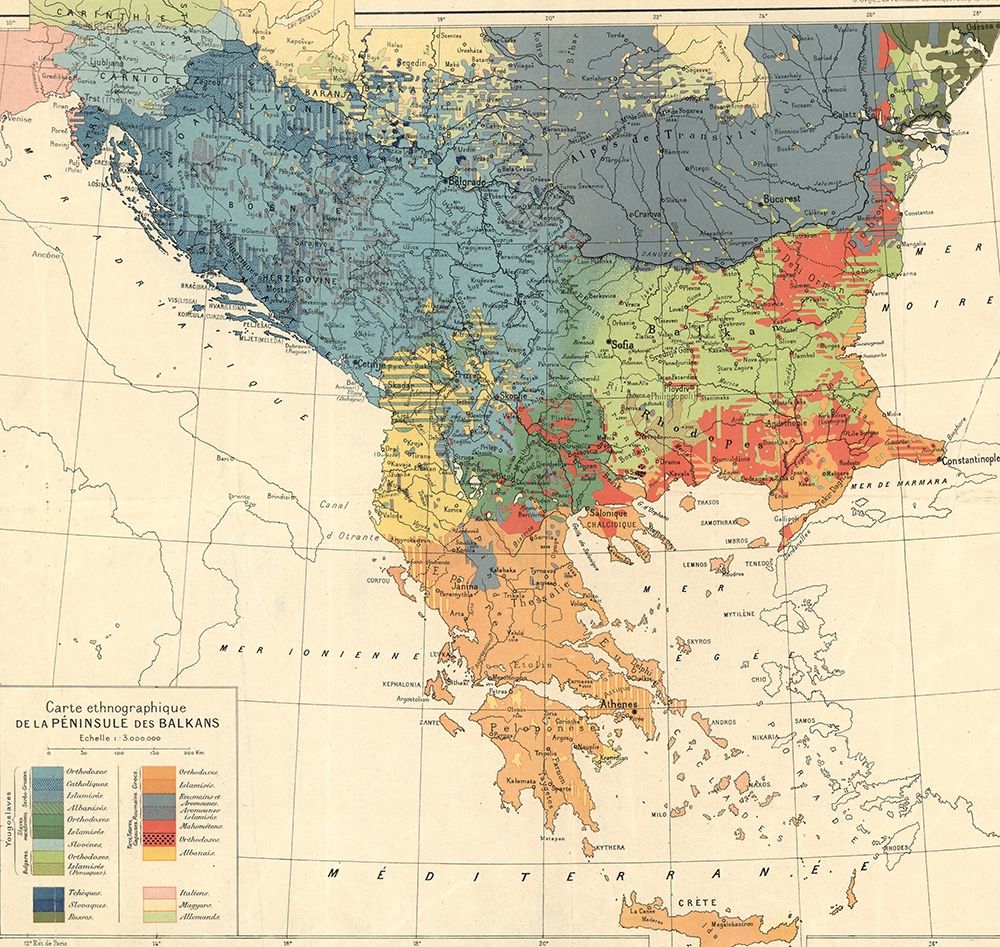 Ethnographic Map of the Balkan Peninsula 1918 art print by Vintage Maps for $57.95 CAD