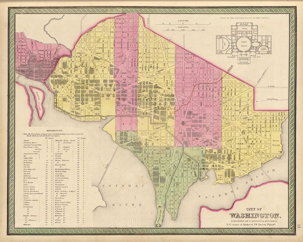Washington DC City Plan 1849 art print by Vintage Maps for $57.95 CAD