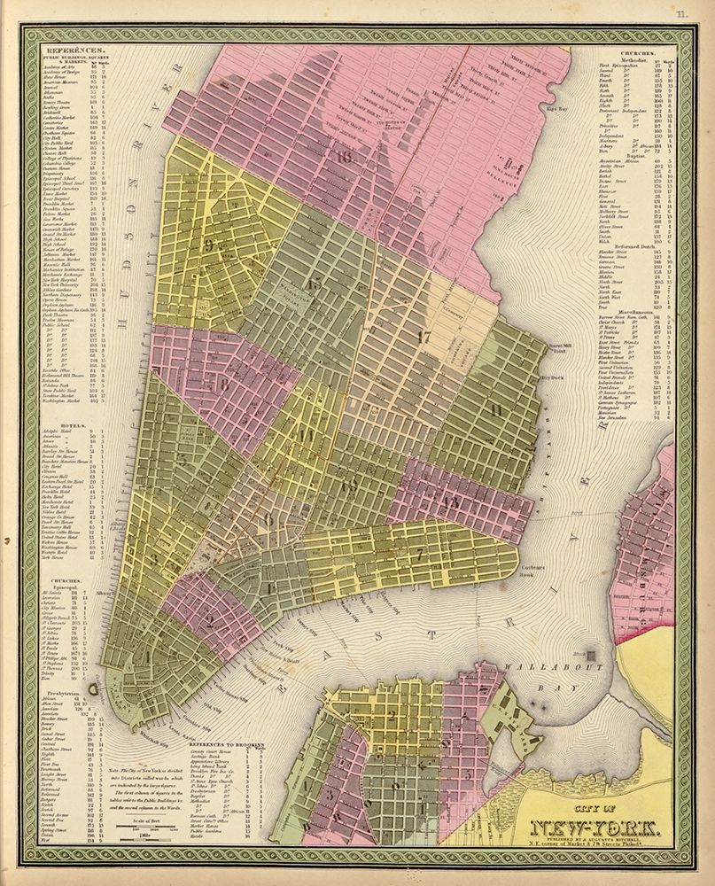City of New York 1849 art print by Vintage Maps for $57.95 CAD