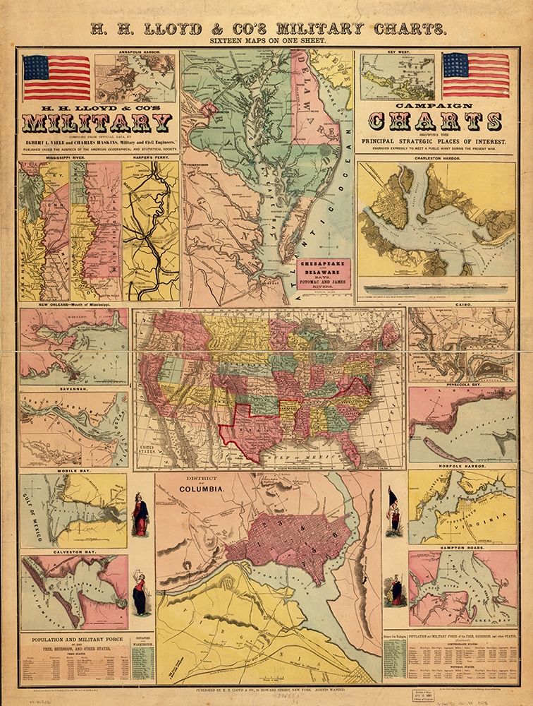 Campaign military charts showing the principal strategic places 1861 art print by Vintage Maps for $57.95 CAD