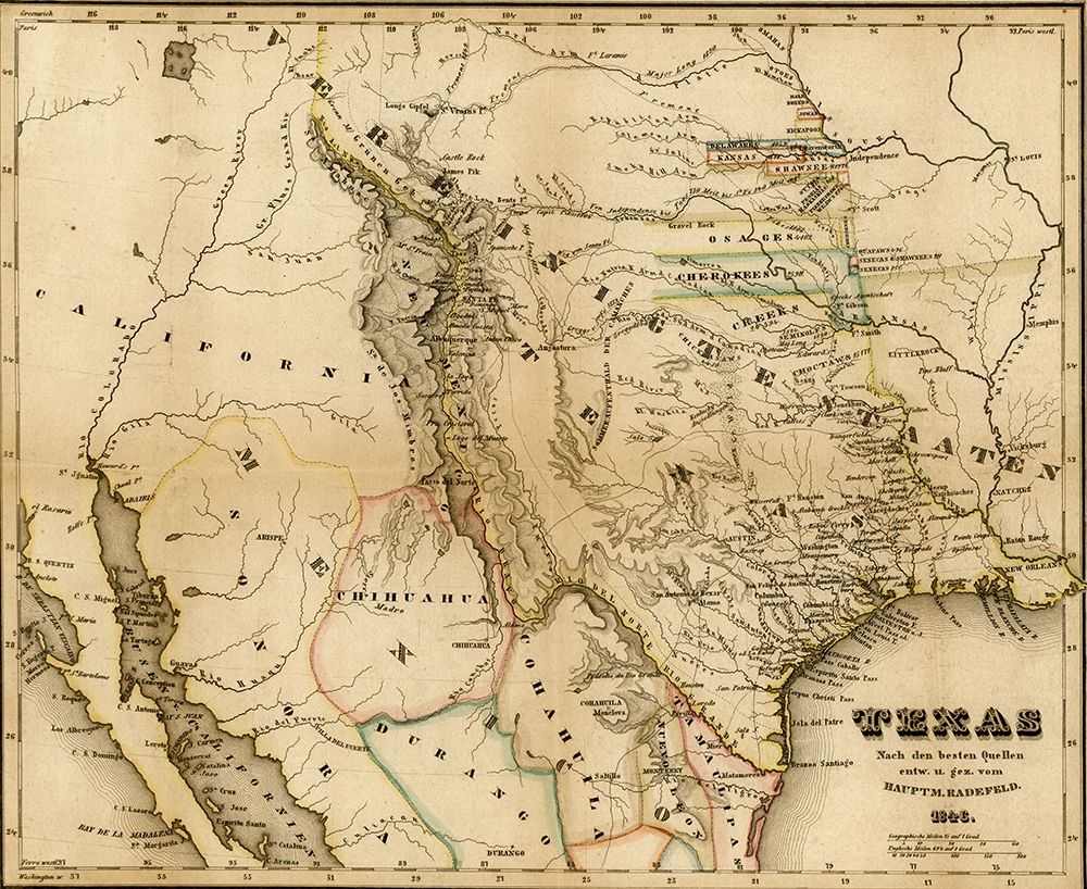 Texas 1846 art print by Vintage Maps for $57.95 CAD