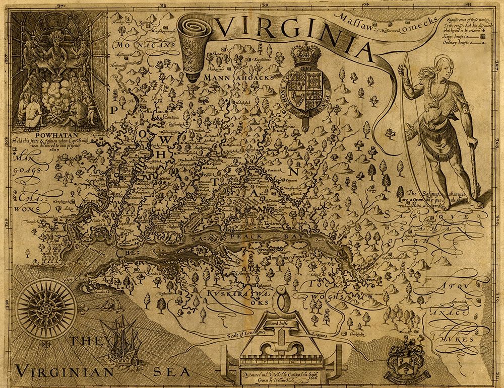 Virginia Discovered and described by john Smith 1606 art print by Vintage Maps for $57.95 CAD