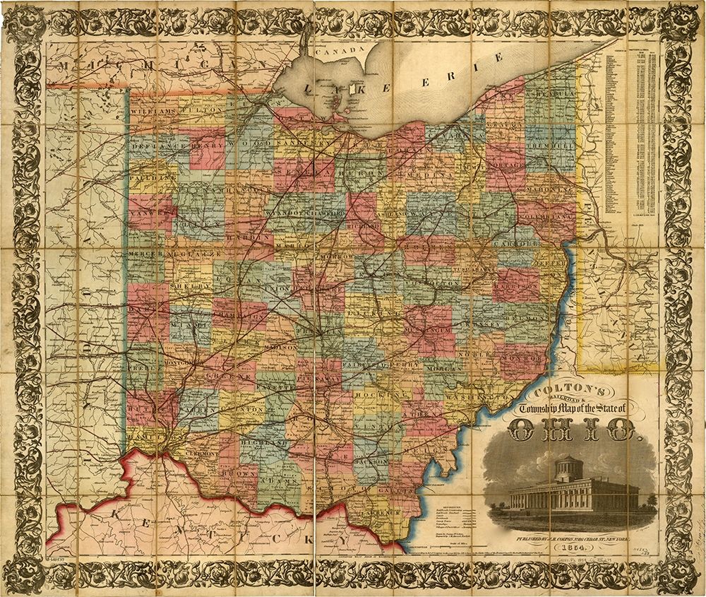 Railroad Township Map of the States of Ohio 1854 art print by Vintage Maps for $57.95 CAD