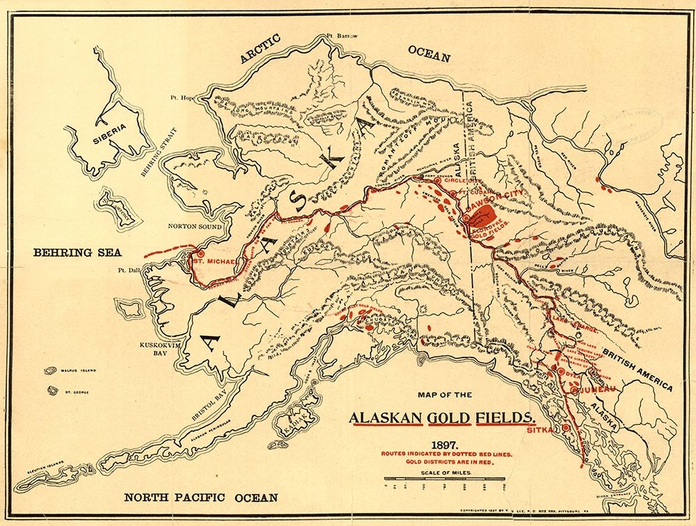 Alaskan Gold Fields 1897 art print by Vintage Maps for $57.95 CAD
