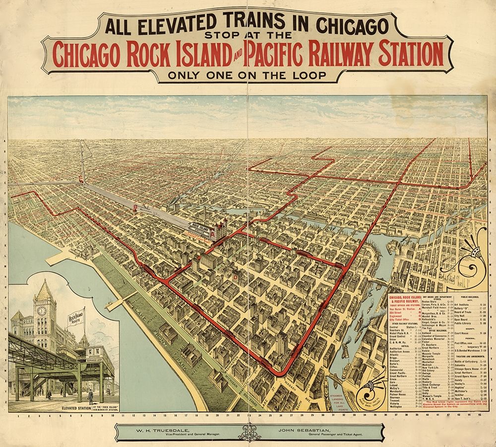 Chicago Rock Island and Pacific Railway Station 1897 art print by Vintage Maps for $57.95 CAD