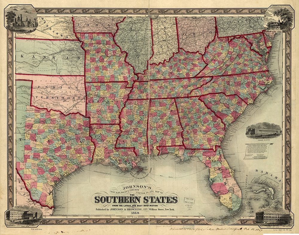 Southern States Before the Outbreak of War 1860 art print by Vintage Maps for $57.95 CAD