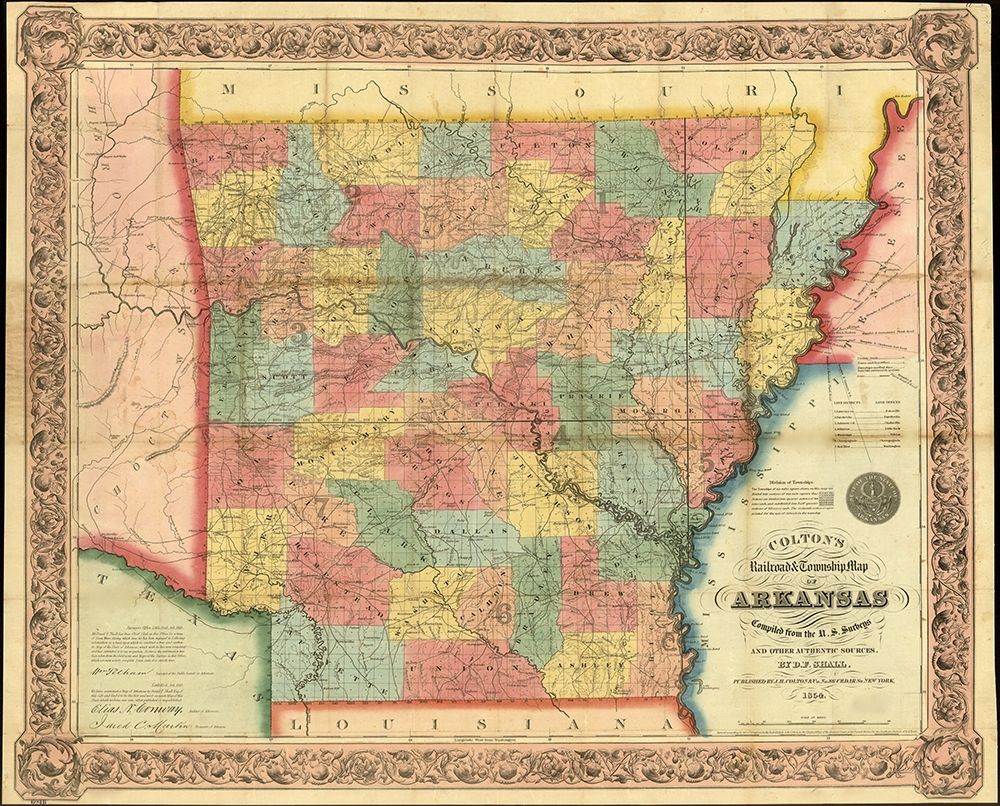 Arkansas 1854 art print by Vintage Maps for $57.95 CAD