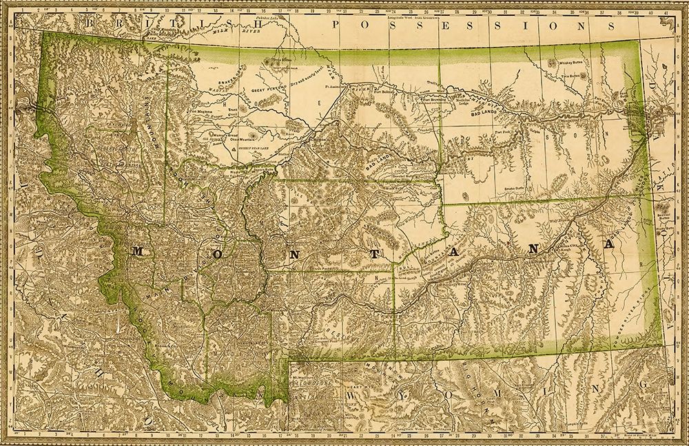 Montana 1881 art print by Vintage Maps for $57.95 CAD