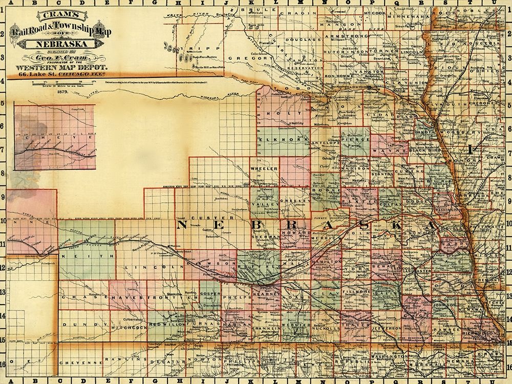 Nebraska 1878 art print by Vintage Maps for $57.95 CAD