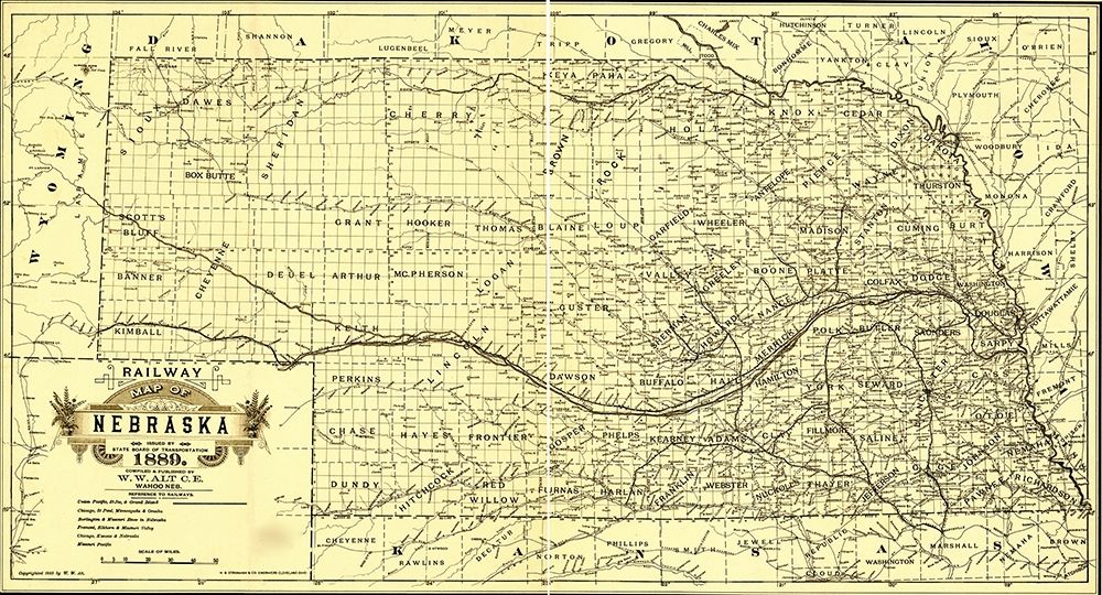 Nebraska 1889 art print by Vintage Maps for $57.95 CAD