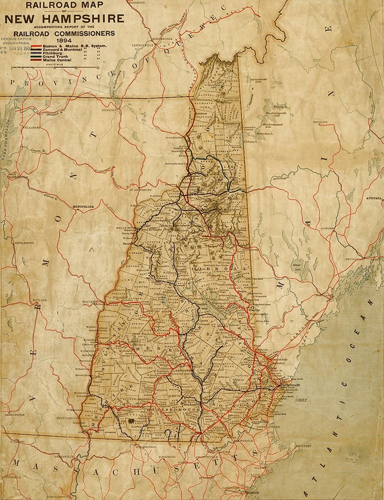 New Hampshire 1894 art print by Vintage Maps for $57.95 CAD