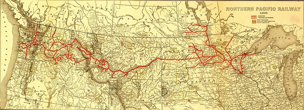 Northern Pacific Transcontinental 1900 art print by Vintage Maps for $57.95 CAD
