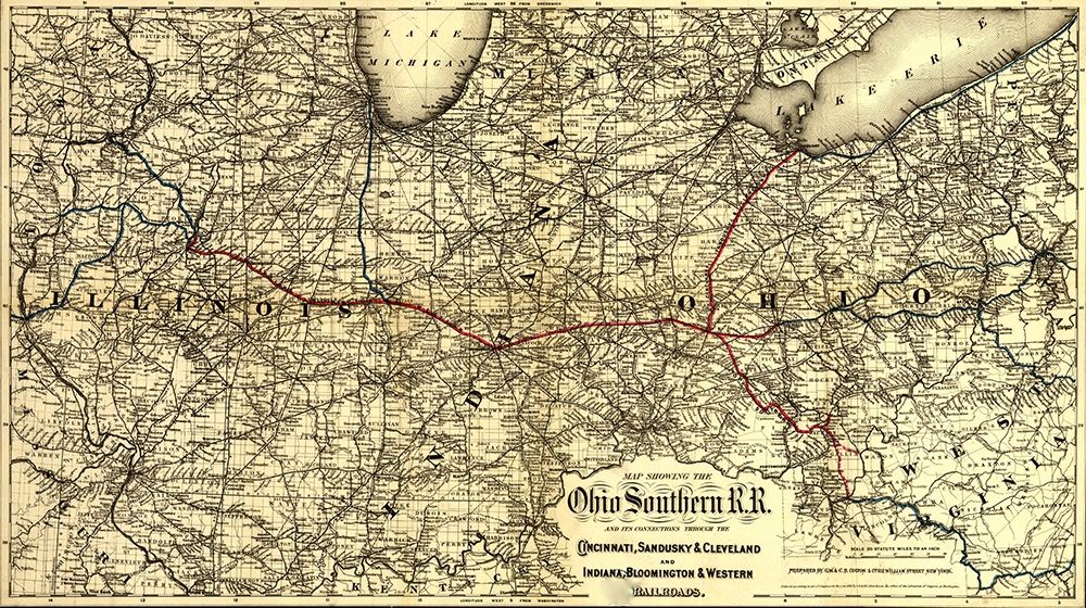 Ohio Southern 1881 art print by Vintage Maps for $57.95 CAD