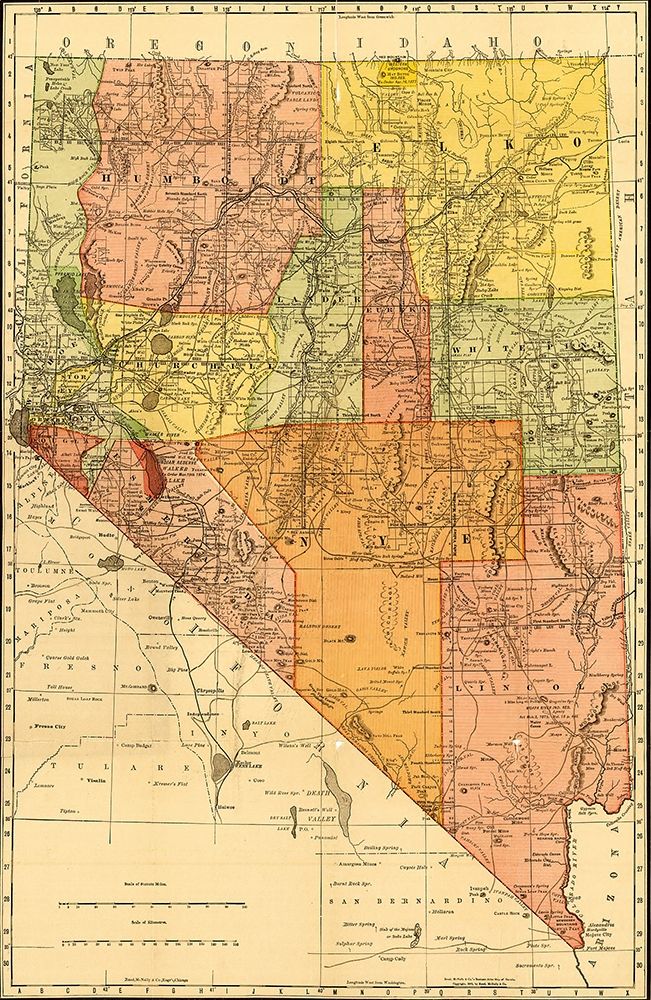 Nevada 1893 art print by Vintage Maps for $57.95 CAD