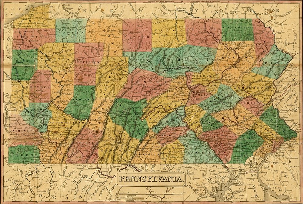 Pennsylvania 1829 art print by Vintage Maps for $57.95 CAD