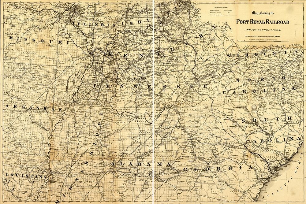 Port Royal Railroad 1870 art print by Vintage Maps for $57.95 CAD