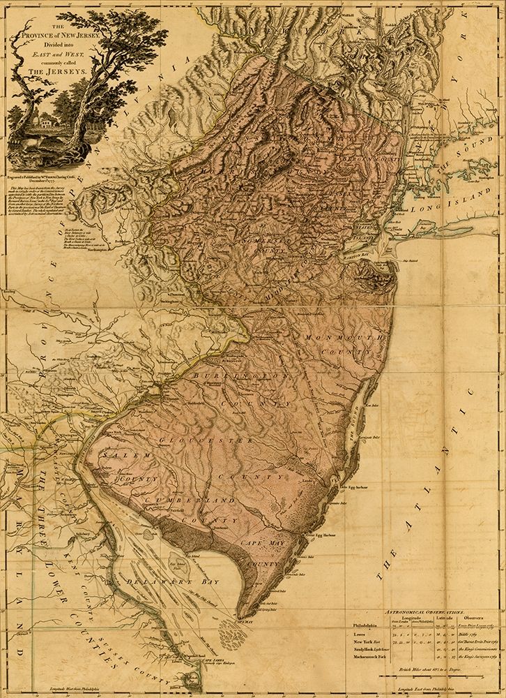 Province of New Jersey 1777 art print by Vintage Maps for $57.95 CAD