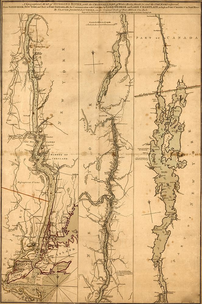 Topographical Map of the Hudson River 1776 art print by Vintage Maps for $57.95 CAD