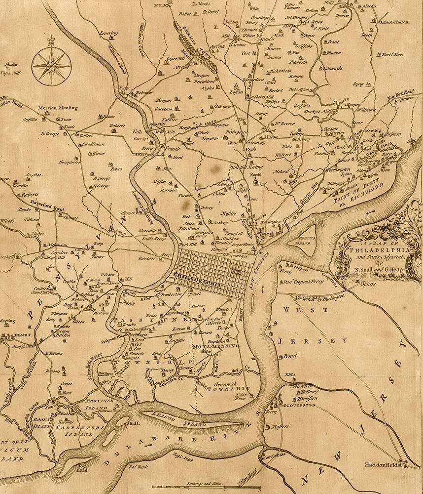 Philadelphia 1777 art print by Vintage Maps for $57.95 CAD