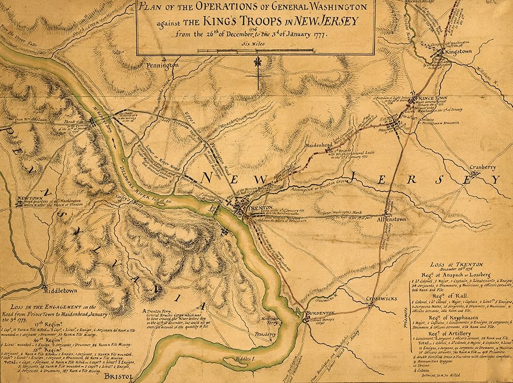 Operations of General Washington against the Kings troops in New Jersey 1777 art print by Vintage Maps for $57.95 CAD