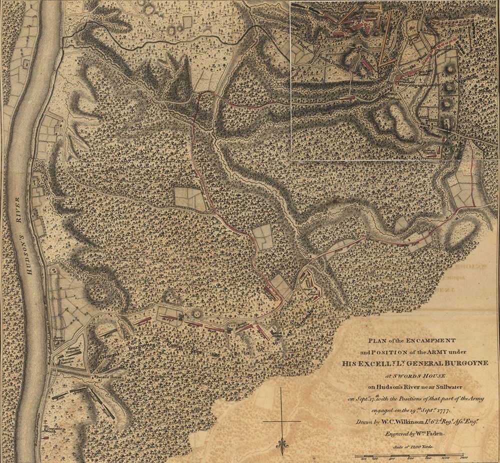 General Burgoyne at Swords House on Hudsons River near Stillwater 1777 art print by Vintage Maps for $57.95 CAD