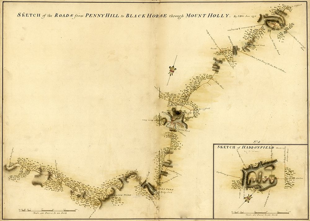 Haddonfield Mount Holly from Pennyhill to the Black Horse Pike 1778 art print by Vintage Maps for $57.95 CAD