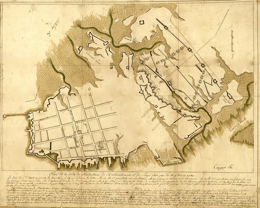 British Defenses at Charlestown 1780 art print by Vintage Maps for $57.95 CAD