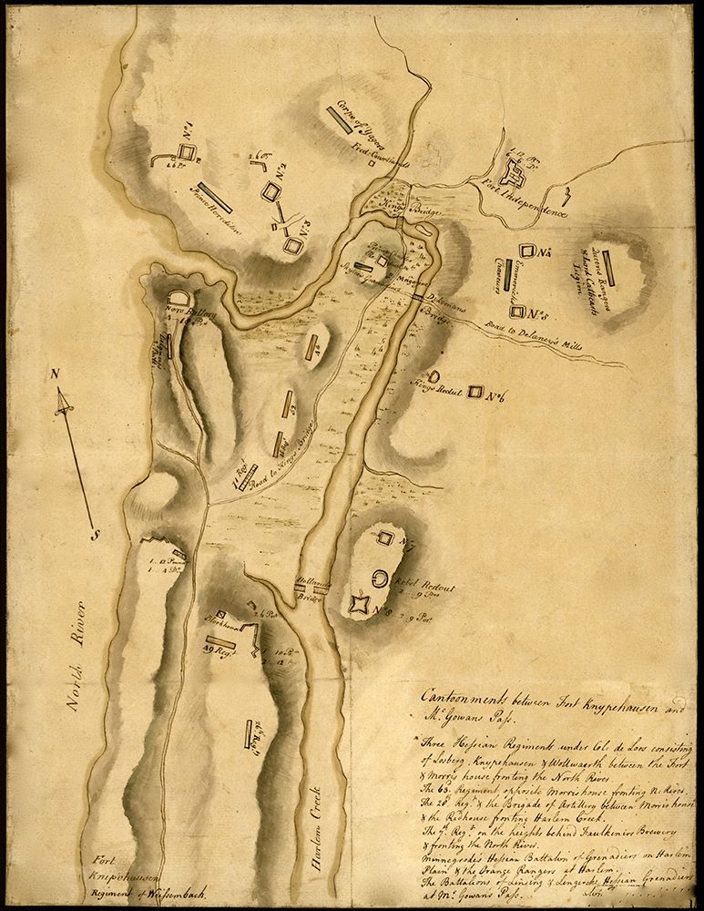 British Troops on Fort Washington Manhattan Island 1778 art print by Vintage Maps for $57.95 CAD