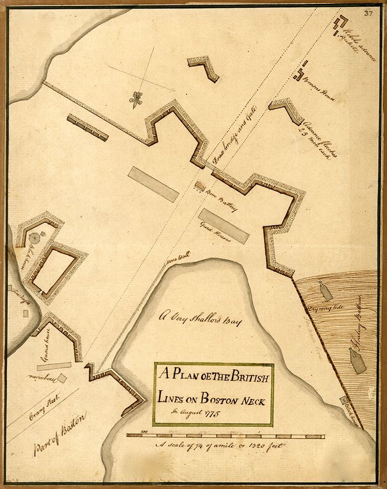 British Lines on Boston Neck Bunker Hill 1775 art print by Vintage Maps for $57.95 CAD