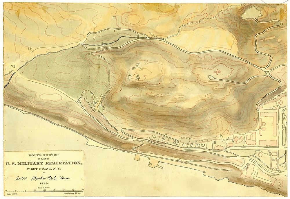 Route sketch of part of U S Military Reservation West Point N Y 1889 art print by Vintage Maps for $57.95 CAD