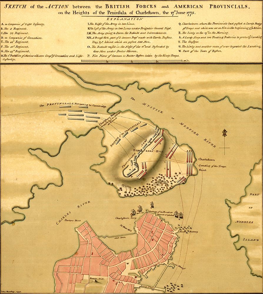 Battle of Bunker Hill 1775 art print by Vintage Maps for $57.95 CAD