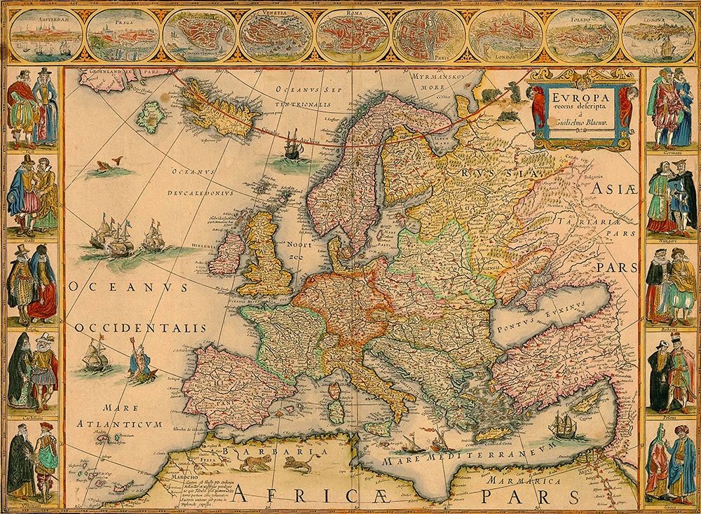 Map of Europe art print by Vintage Maps for $57.95 CAD