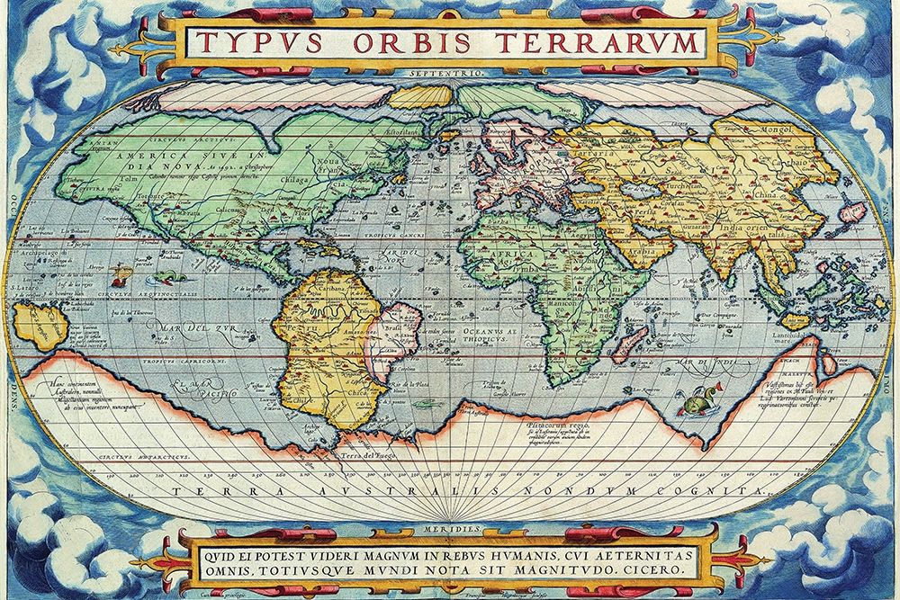 Typus Orbis Terrarum from the Theatre of the World in Apian Projection art print by Abraham Ortelius for $57.95 CAD