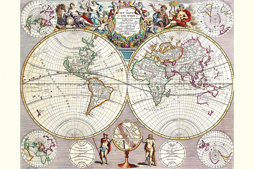 World Map with Figural Representations of the Worlds Peoples art print by John Seney for $57.95 CAD