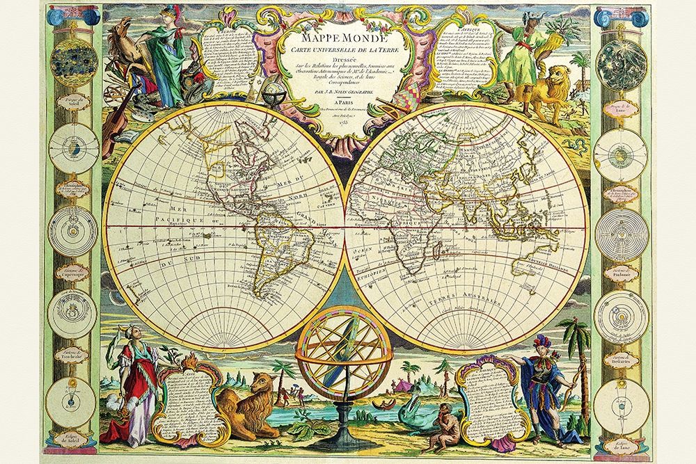 Mappa Monde Carte Universelle de la terre art print by Jean Baptiste Nolin for $57.95 CAD