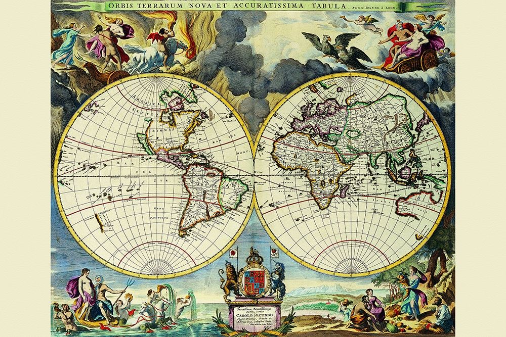 Stereographic Map of the World art print by Moses Pitt for $57.95 CAD