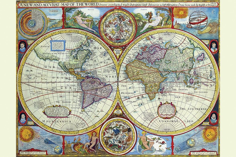New and Accurate Map of the World a Stereographic Projection art print by John Speed for $57.95 CAD