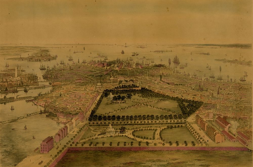 Birds eye view of Boston art print by Sarony and Major for $57.95 CAD