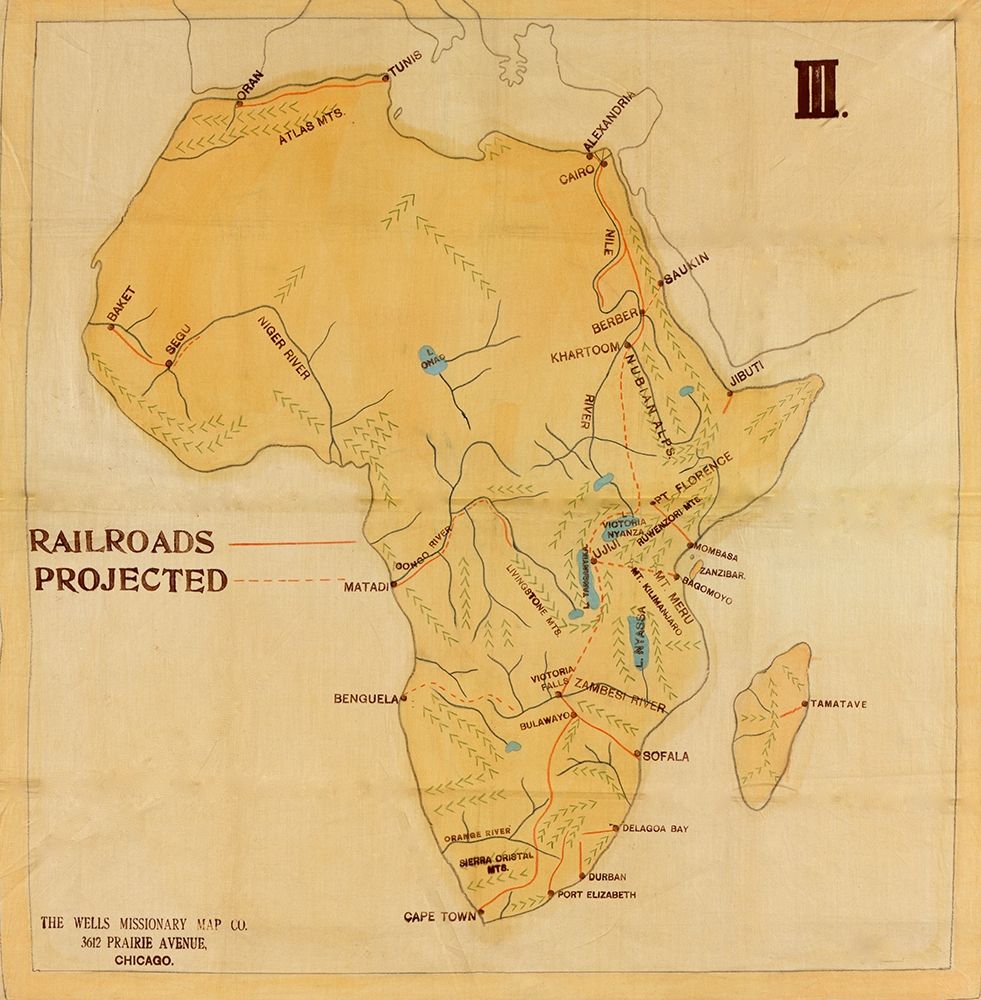 Railroad Map of Africa 1908 Projected Routes art print by Wells Missionary Map Co for $57.95 CAD