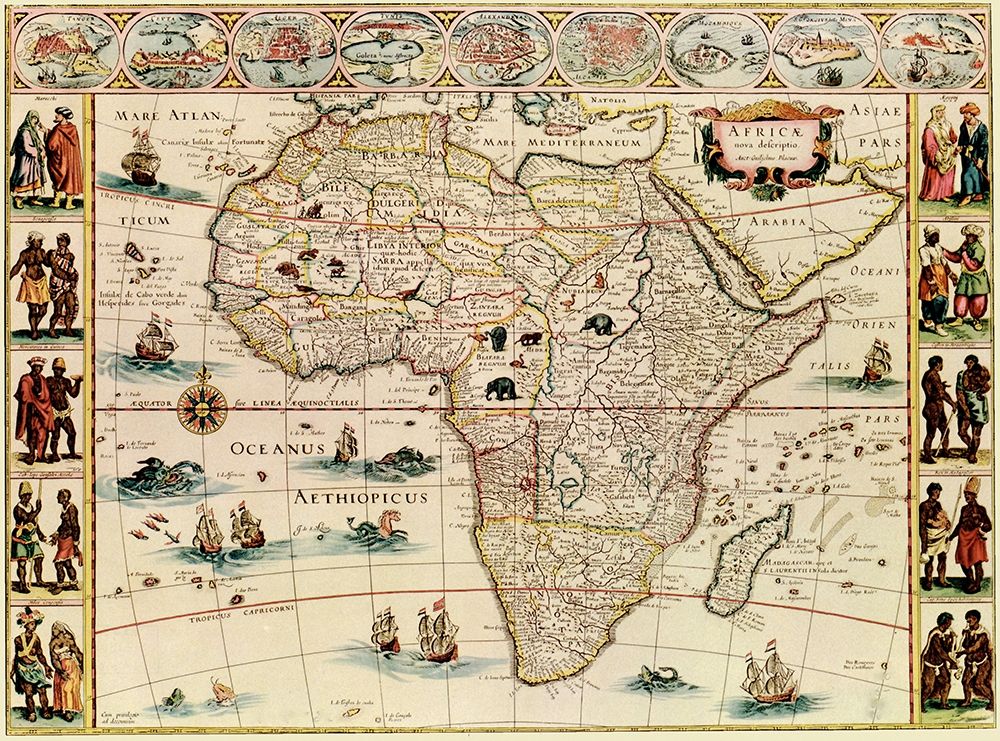 Africa 1666 with its peoples art print by William Blaeu for $57.95 CAD