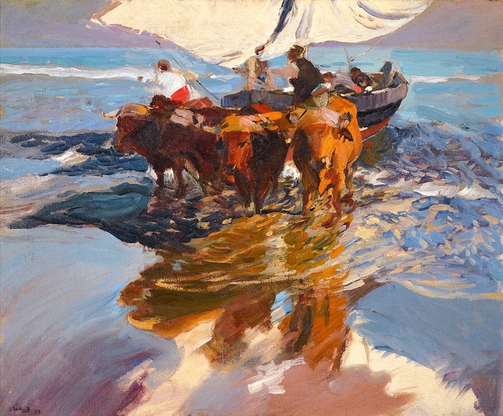 Fishing Boats Valencia Beach art print by Joaquin Sorolla for $57.95 CAD